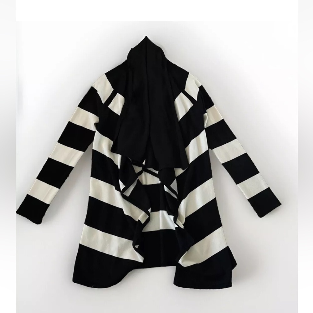 White House Black Market Open Front Waterfall Cardigan Sweater Striped Size XS